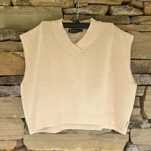 Carpetcom Sweater Vest Women Ribbed Knitted V Neck Oversized sweater